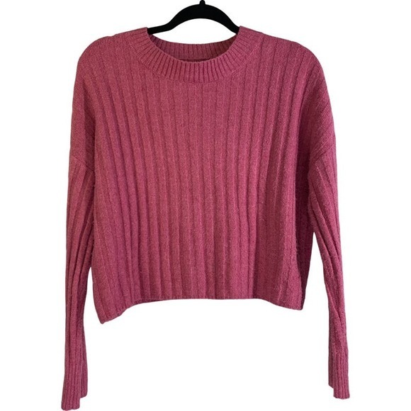 AMERICAN EAGLE Mock Neck Knit Ribbed Cropped‎ Cozy Soft Capsule Simple Sweater - Picture 1 of 11